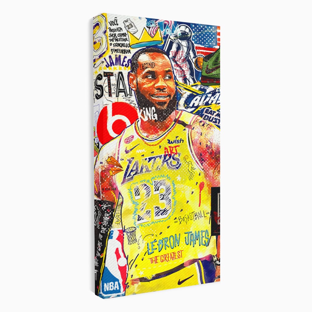 Tablou canvas cu tablou canvas cu portretul lui lebron james, fara rama, pe sasiu de lemn