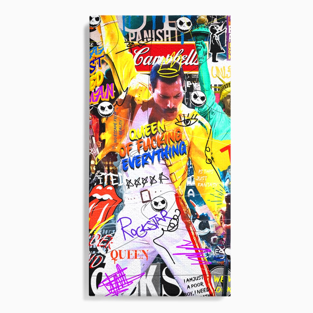 Tablou canvas cu tablou canvas cu freddie mercury stil grafitti, fara rama, pe sasiu de lemn