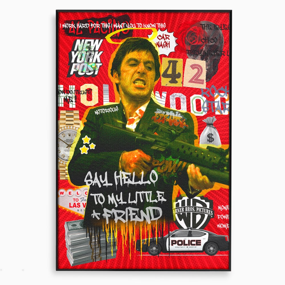 Tablou canvas cu tablou canvas cu portretul lui alfredo pacino, in rama de aluminiu negru