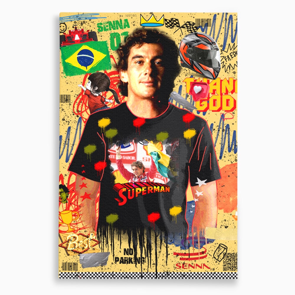Tablou canvas cu tablou canvas cu ayrton senna, fara rama, pe sasiu de lemn