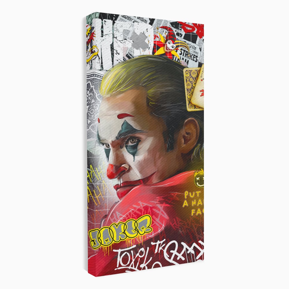 Tablou canvas cu tablou canvas cu portret joker, fara rama, pe sasiu de lemn