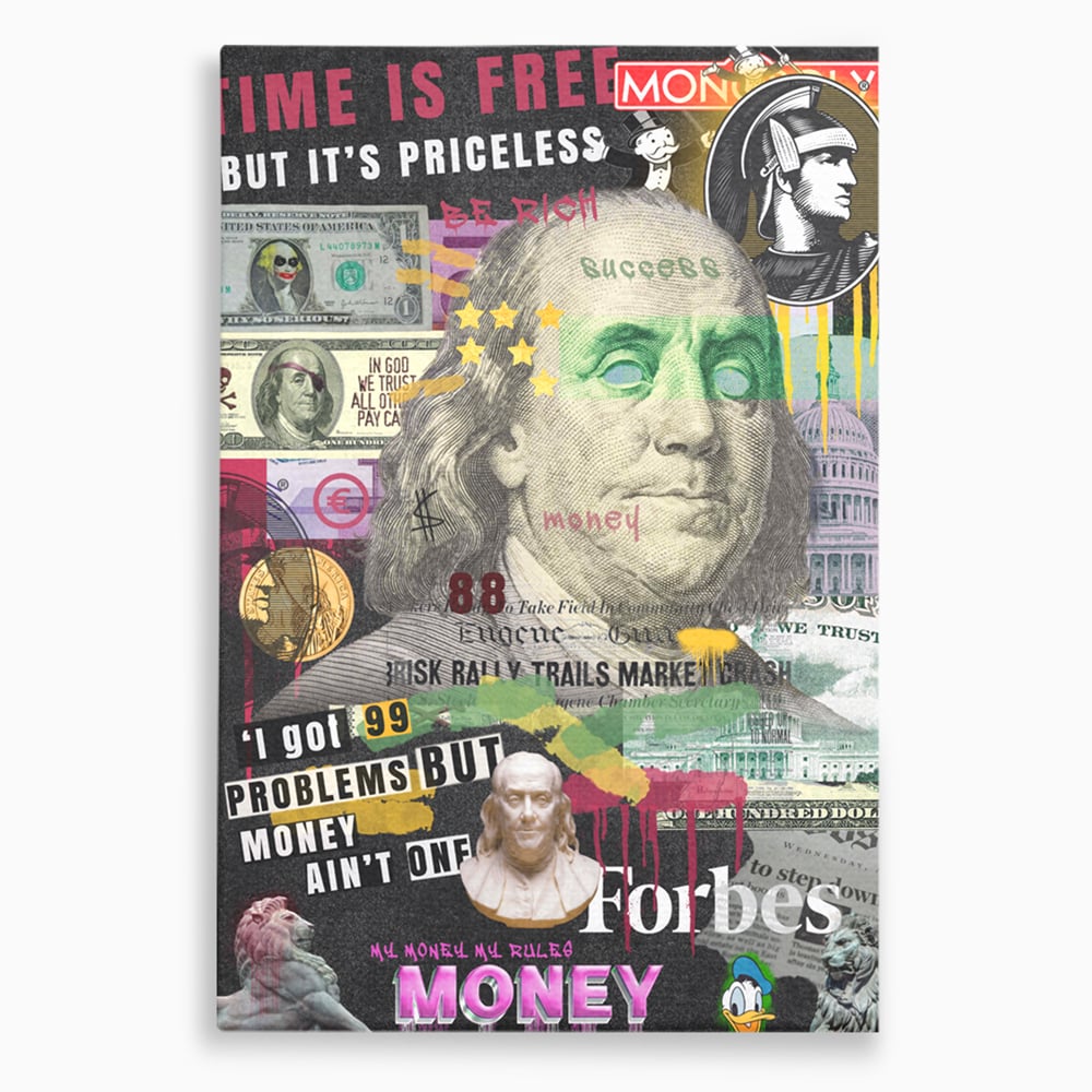 Tablou canvas cu tablou canvas cu portretul lui benjamin franklin, fara rama, pe sasiu de lemn