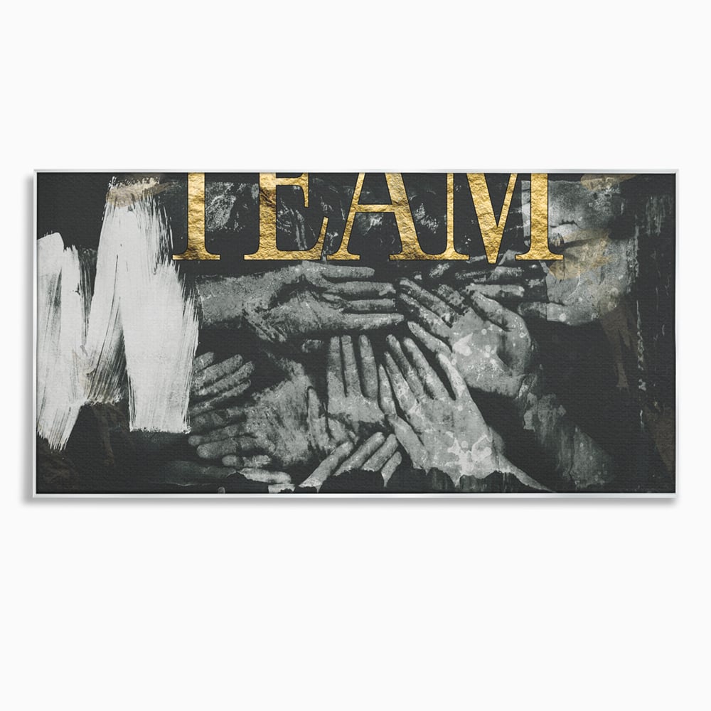 Tablou canvas cu tablou motivational cu maini si text, in rama de aluminiu argintiu