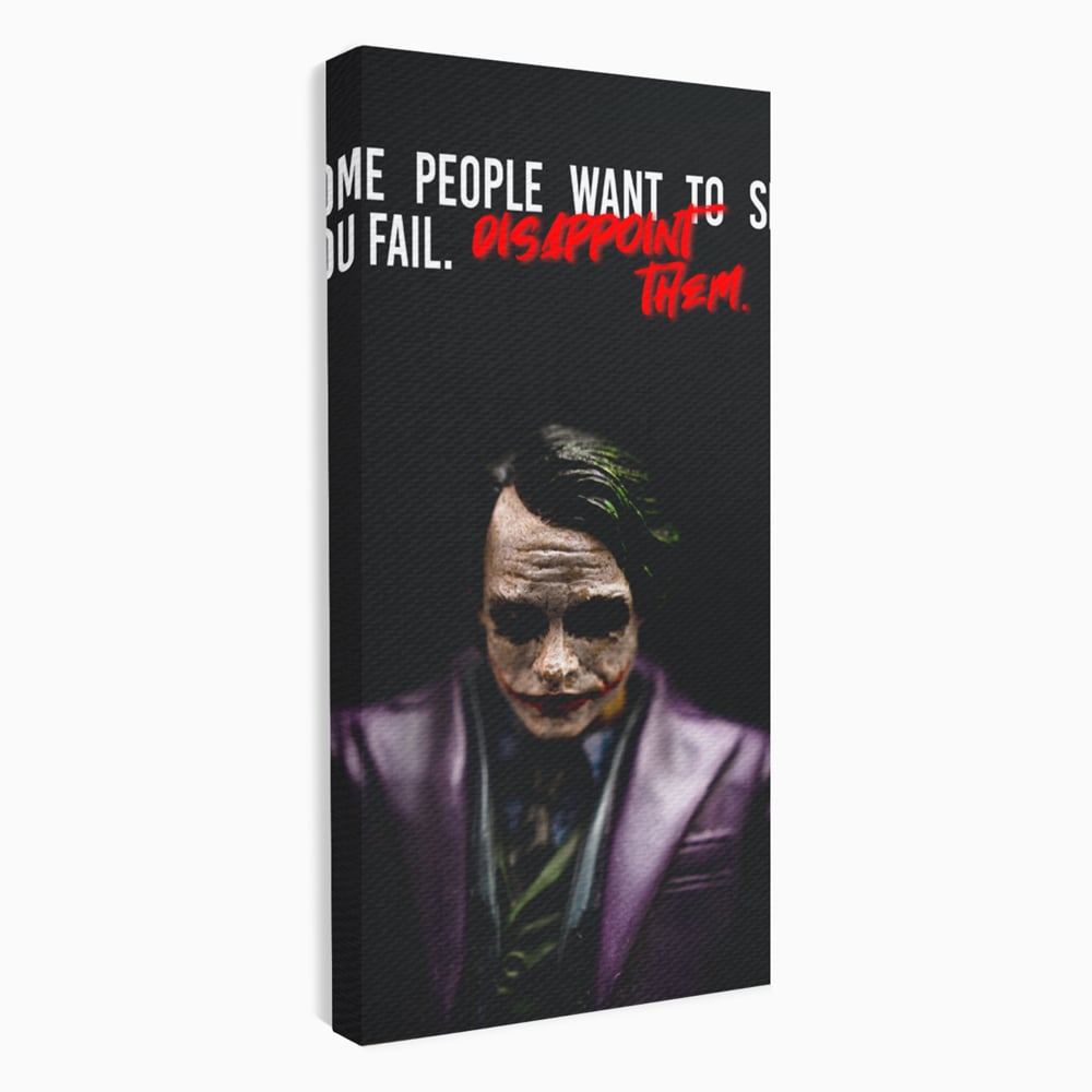 Tablou canvas cu tablou canvas cu joker si mesaj motivational, fara rama, pe sasiu de lemn