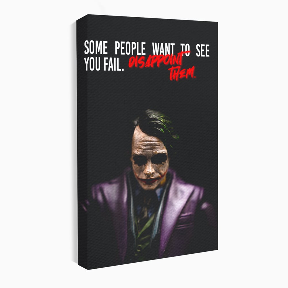Tablou canvas cu tablou canvas cu joker si mesaj motivational, fara rama, pe sasiu de lemn