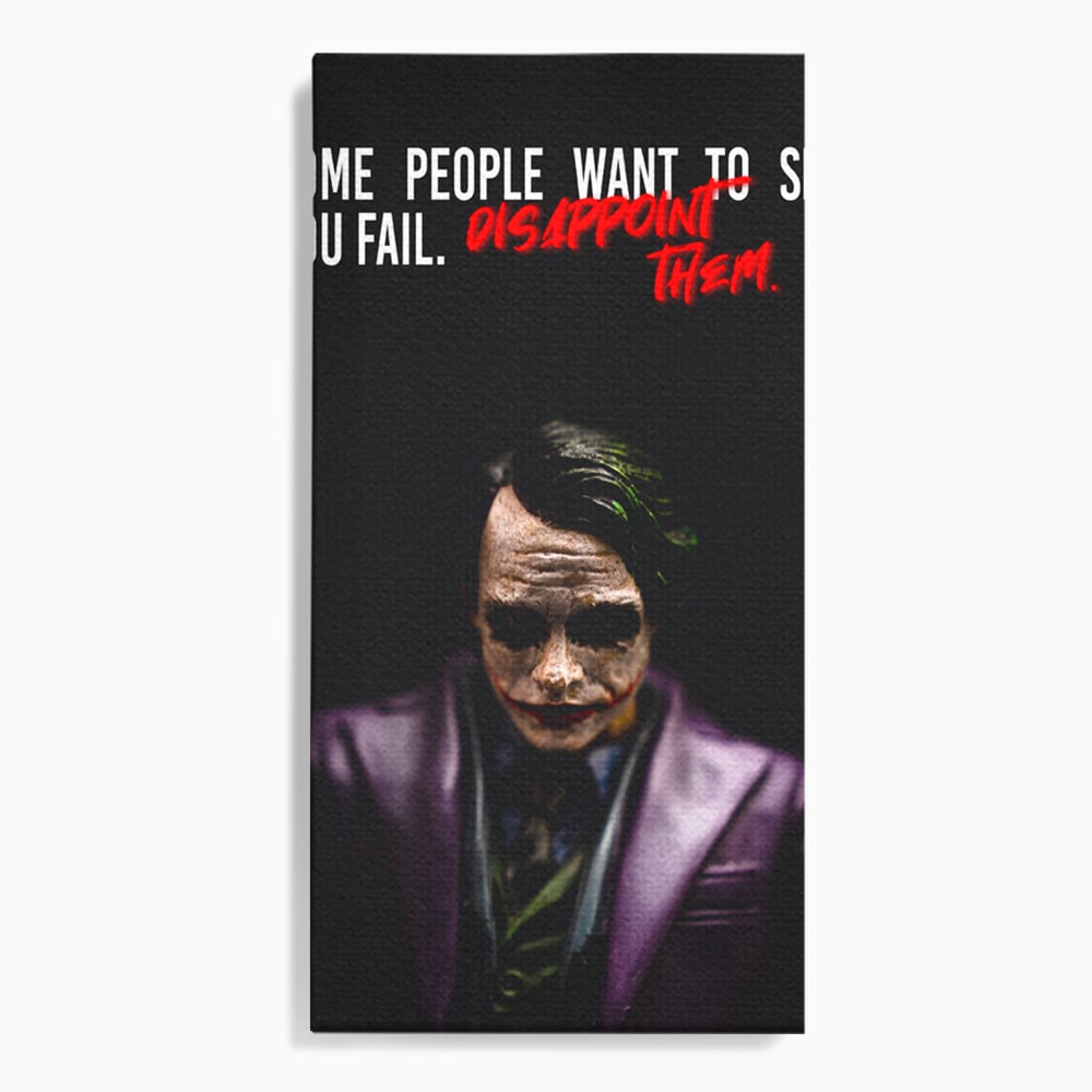 Tablou canvas cu tablou canvas cu joker si mesaj motivational, fara rama, pe sasiu de lemn
