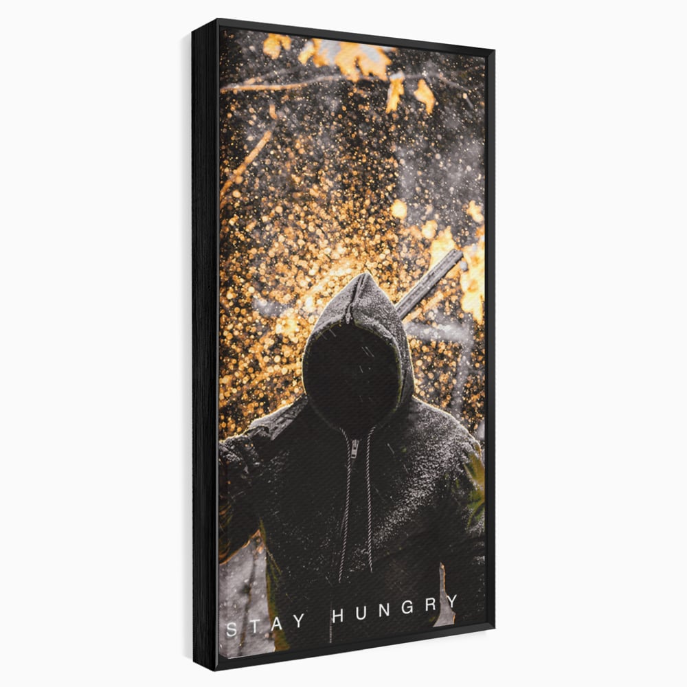 Tablou canvas cu tablou canvas cu silueta motivationala, in rama de aluminiu negru