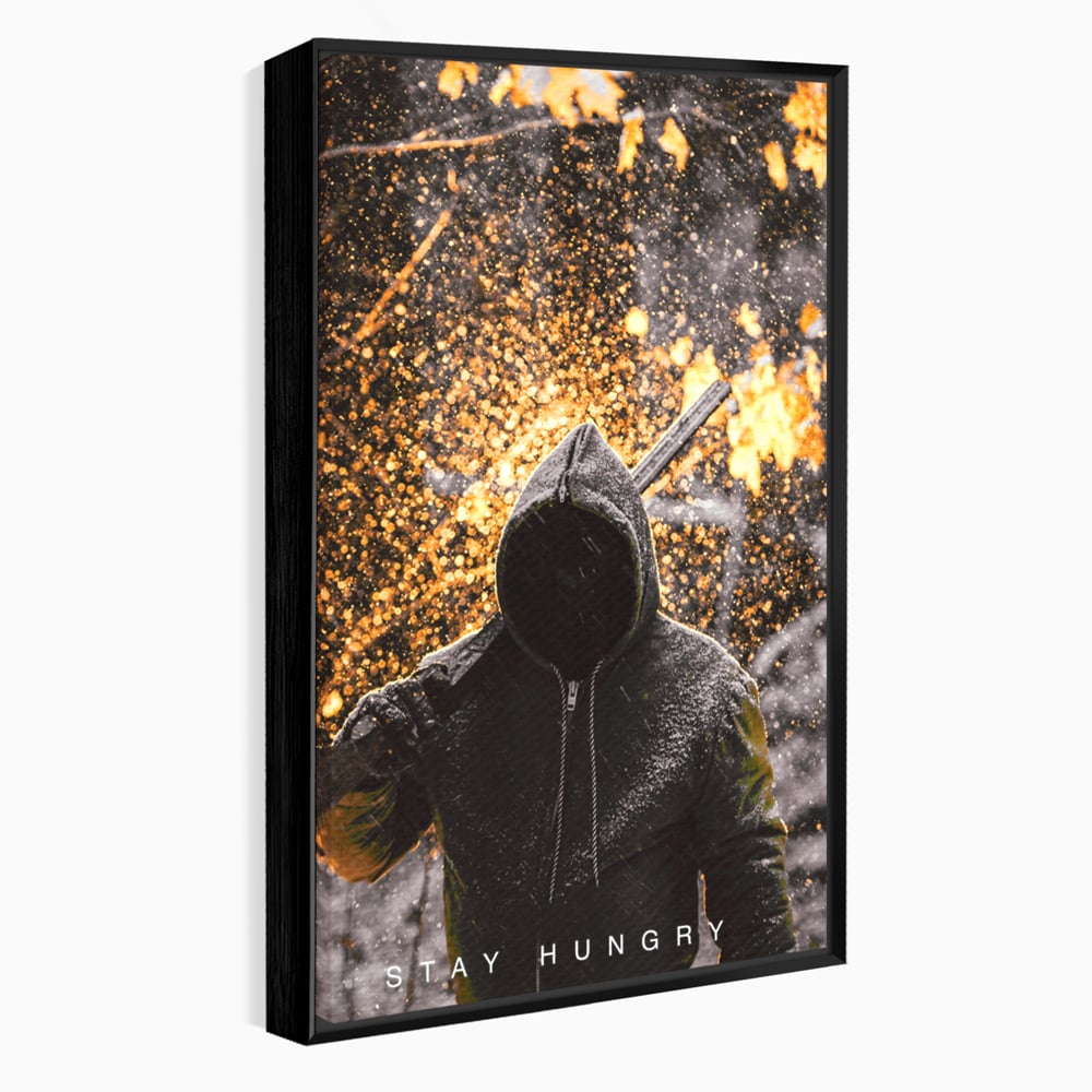 Tablou canvas cu tablou canvas cu silueta motivationala, in rama de aluminiu negru