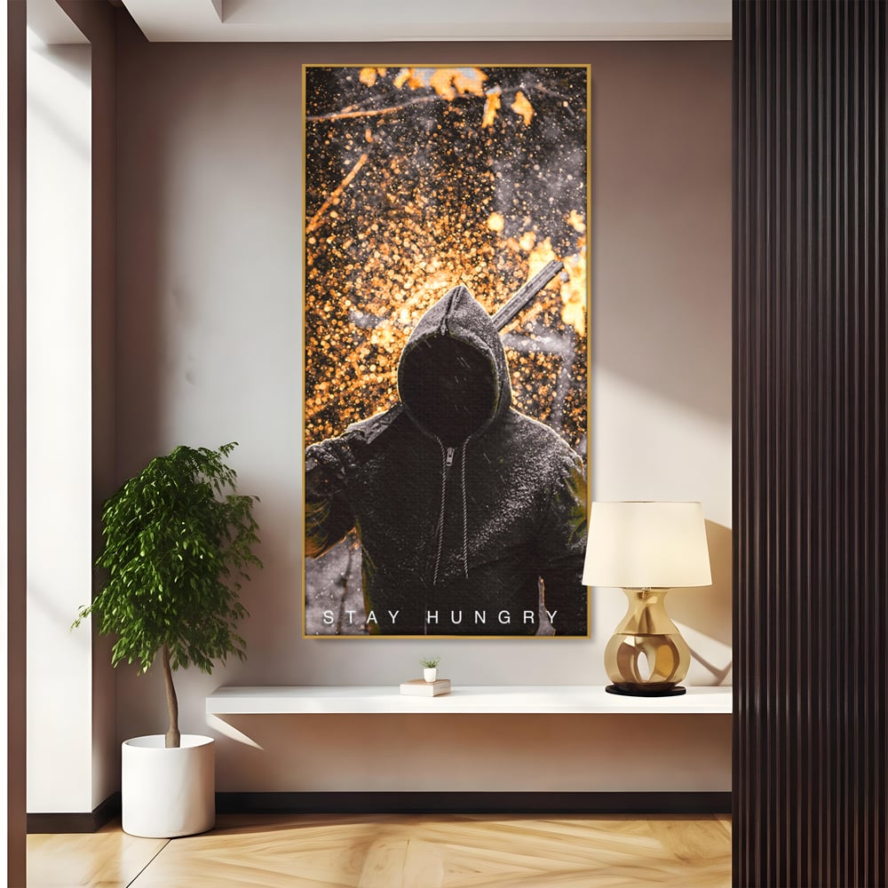 Tablou canvas cu tablou canvas cu silueta motivationala, in rama de aluminiu auriu