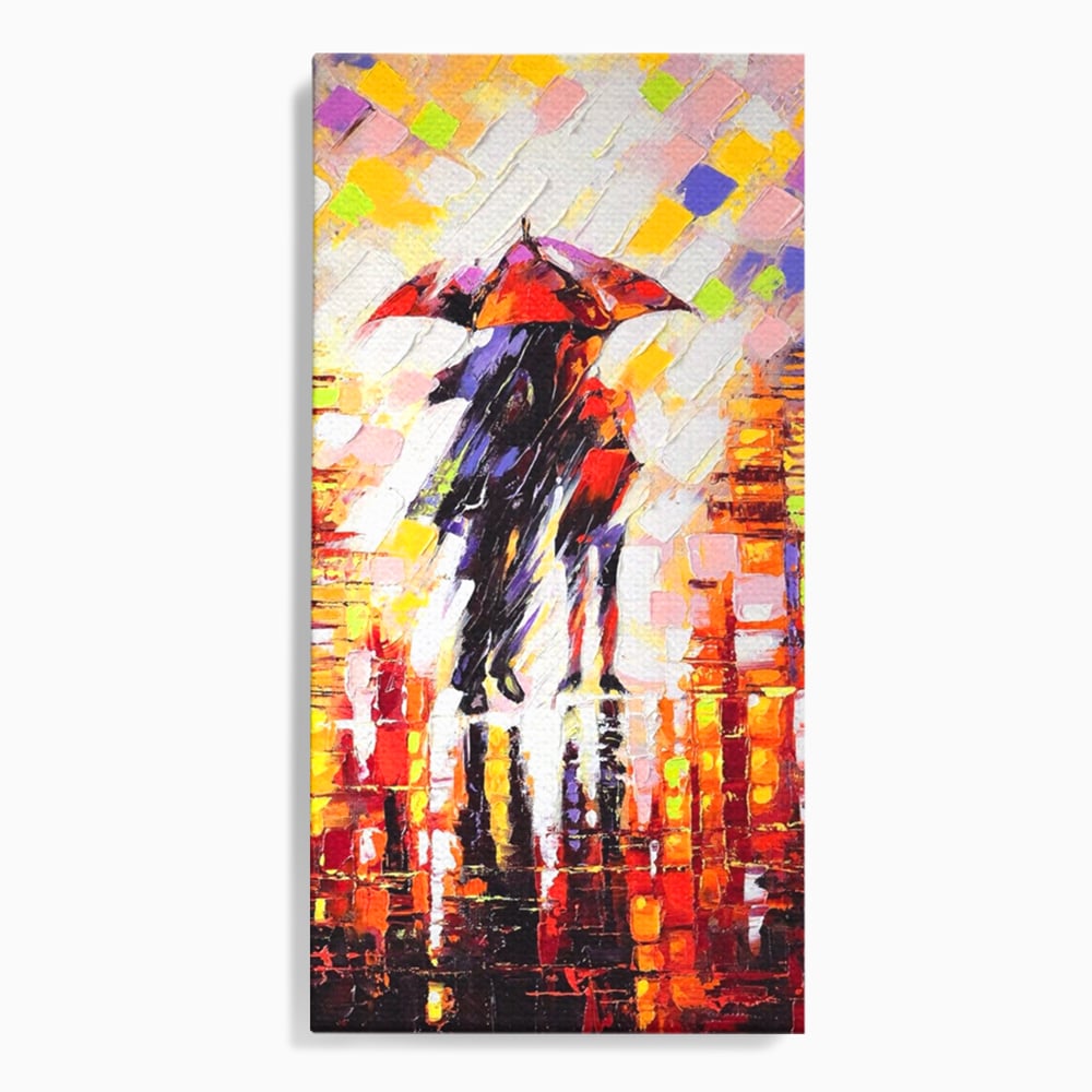 Tablou canvas cu tablou canvas cu cuplu sub umbrela, fara rama, pe sasiu de lemn