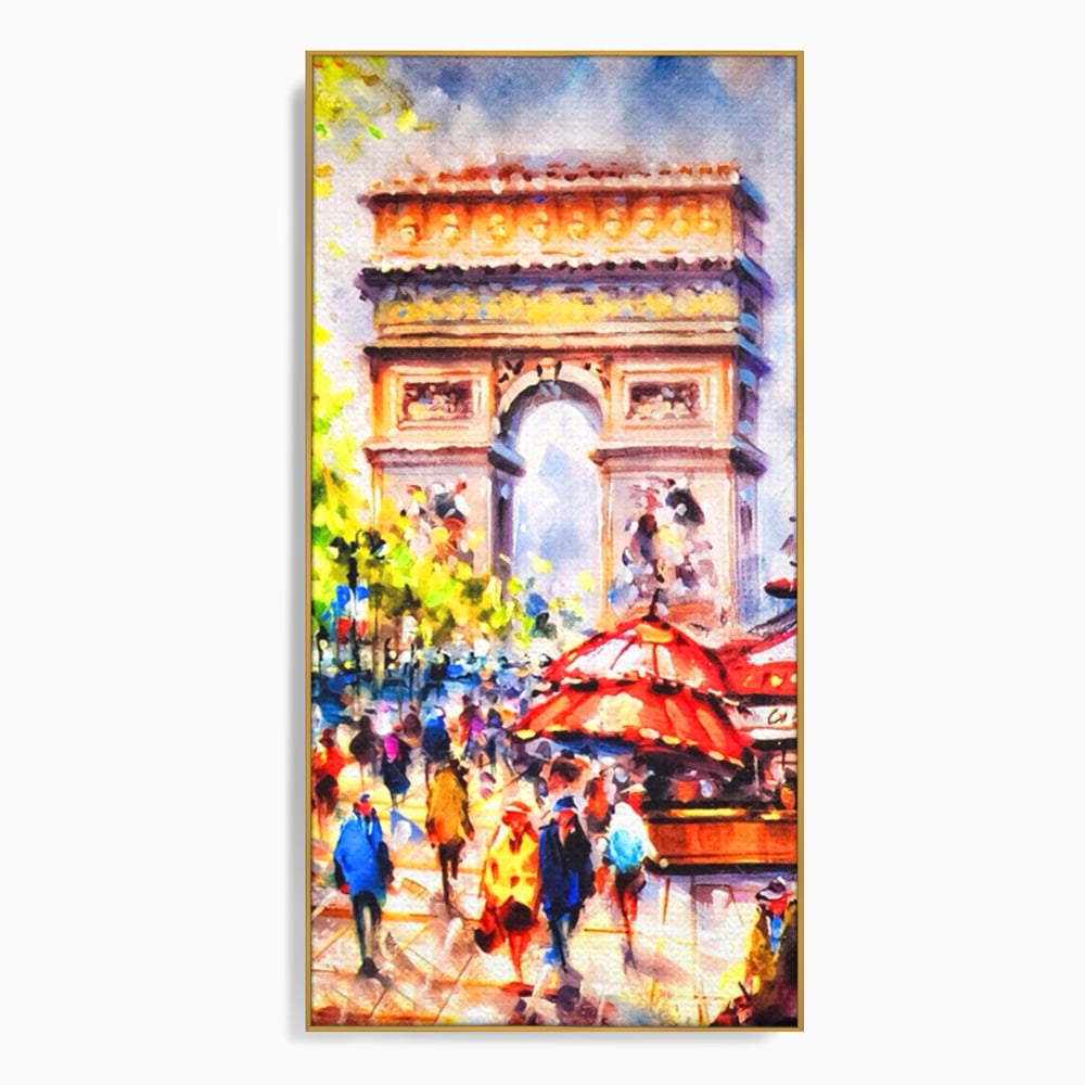 Tablou canvas cu tablou canvas cu arcul de triumf, in rama de aluminiu auriu