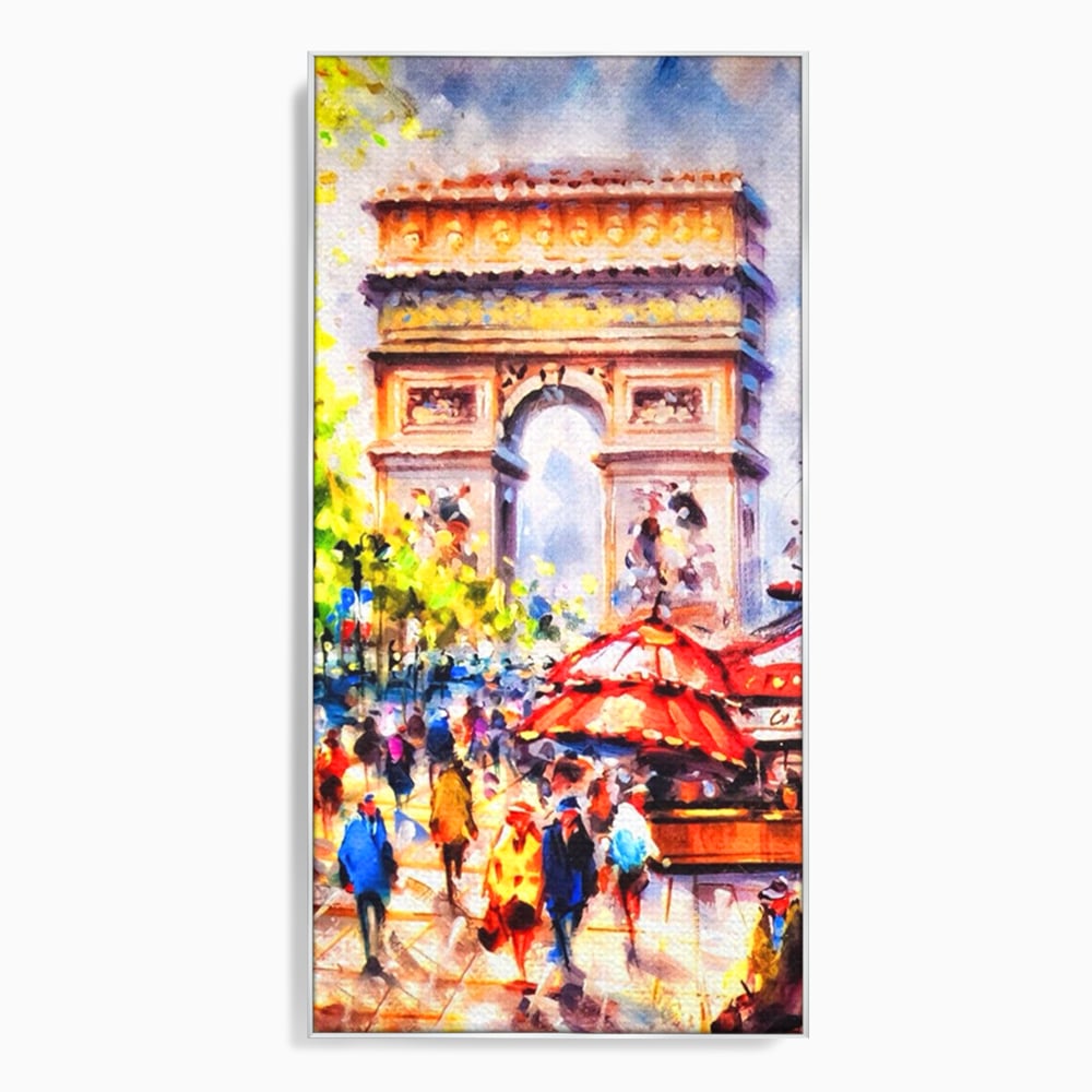Tablou canvas cu tablou canvas cu arcul de triumf, in rama de aluminiu argintiu
