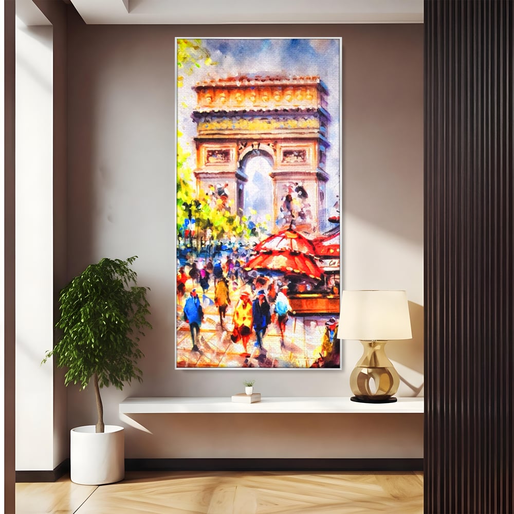 Tablou canvas cu tablou canvas cu arcul de triumf, in rama de aluminiu argintiu