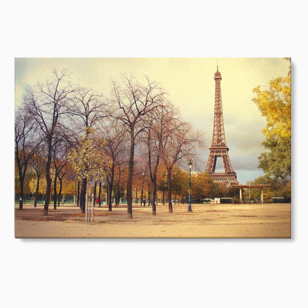 Tablou canvas cu tablou canvas cu turnul eiffel toamna, fara rama, pe sasiu de lemn