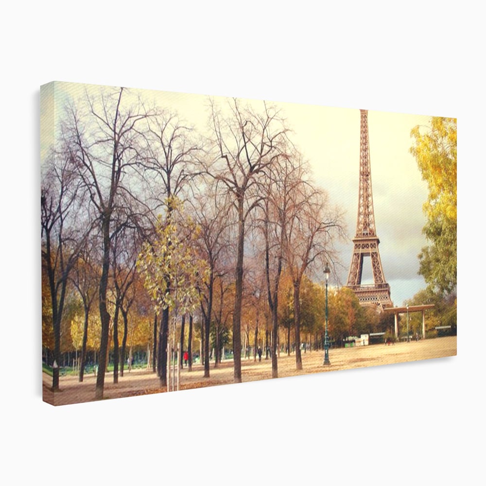 Tablou canvas cu tablou canvas cu turnul eiffel toamna, fara rama, pe sasiu de lemn