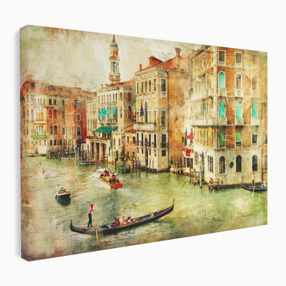 Tablou canvas cu tablou pictura canal venetia, fara rama, pe sasiu de lemn