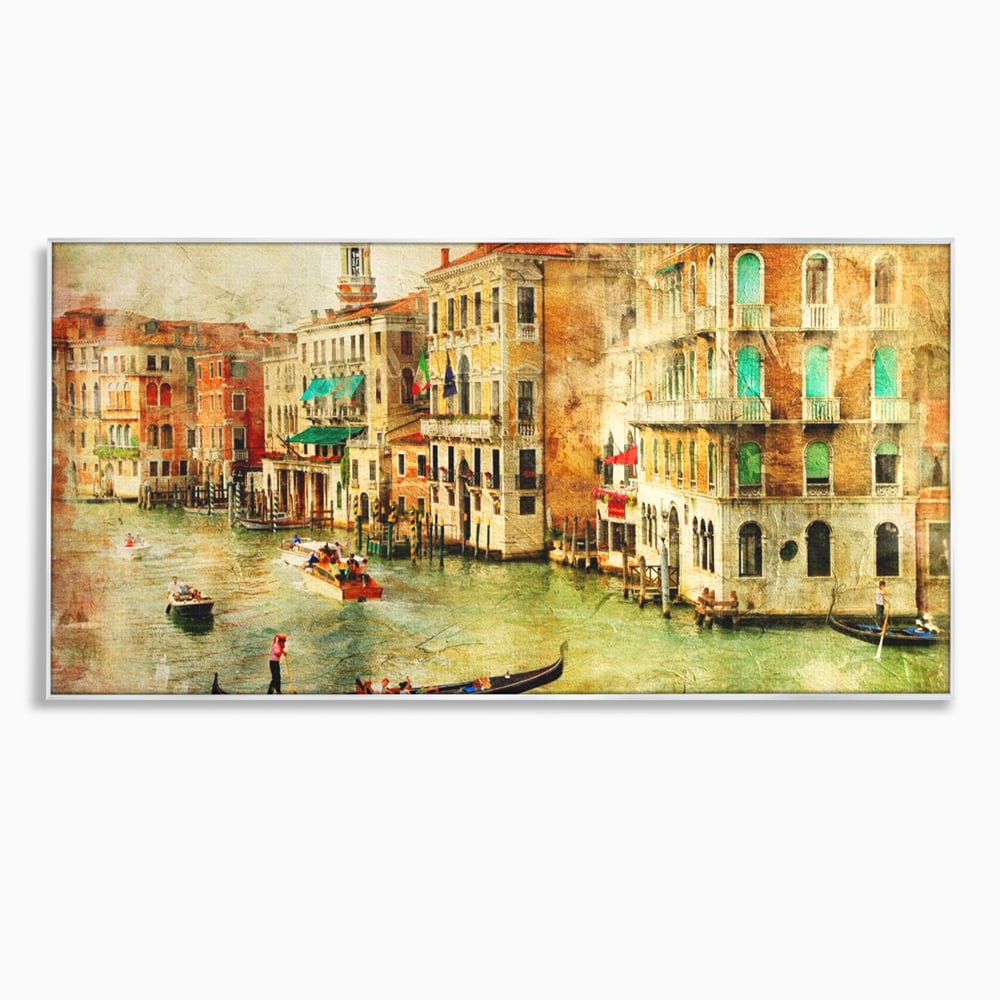 Tablou canvas cu tablou pictura canal venetia, in rama de aluminiu argintiu