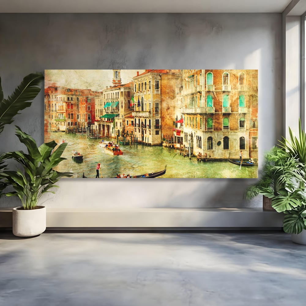 Tablou canvas cu tablou pictura canal venetia, fara rama, pe sasiu de lemn
