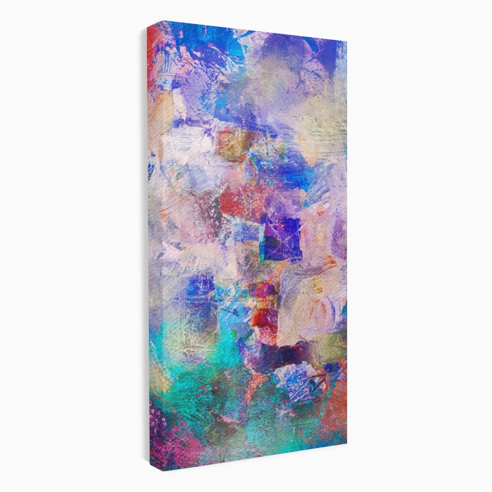 Tablou canvas cu pictura abstracta cu pete colorate, fara rama, pe sasiu de lemn