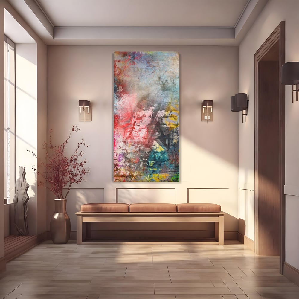 Tablou canvas cu tablou canvas cu arta abstracta si graffiti, fara rama, pe sasiu de lemn