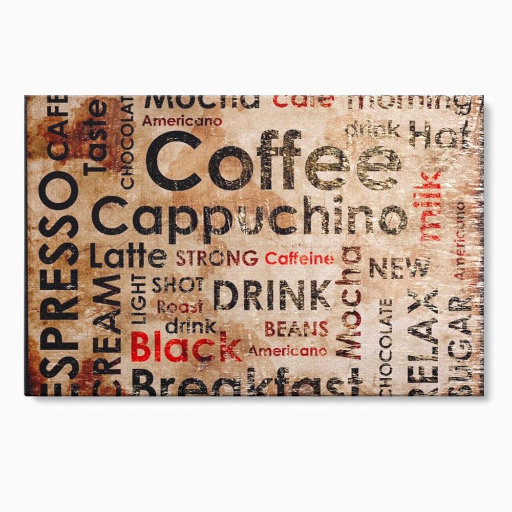 Tablou canvas cu tablou canvas tipografie cafea, fara rama, pe sasiu de lemn