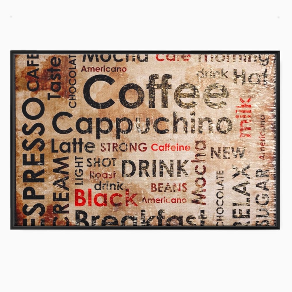 Tablou canvas cu tablou canvas tipografie cafea, in rama de aluminiu negru