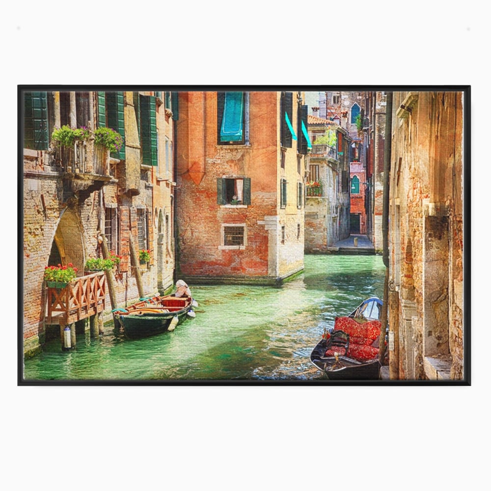 Tablou canvas cu tablou canvas cu peisaj din venetia, in rama de aluminiu negru