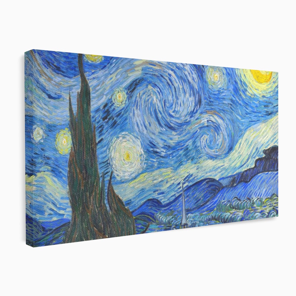 Tablou canvas cu reproducere pictura noapte instelata van gogh, fara rama, pe sasiu de lemn