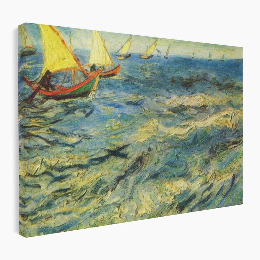 Tablou canvas cu reproducere pictura marina cu barci van gogh, fara rama, pe sasiu de lemn