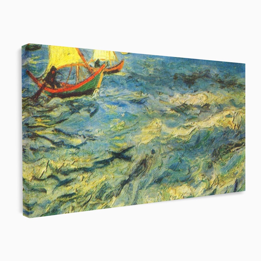 Tablou canvas cu reproducere pictura marina cu barci van gogh, fara rama, pe sasiu de lemn