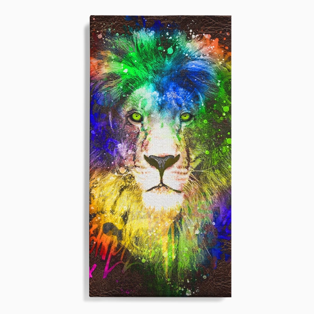 Tablou canvas cu tablou canvas cu leu pictat, fara rama, pe sasiu de lemn
