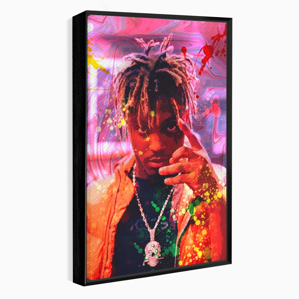 Tablou canvas cu tablou portret juice wrld, in rama de aluminiu negru