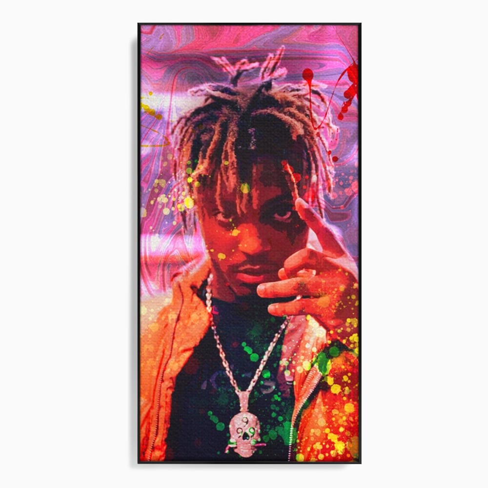 Tablou canvas cu tablou portret juice wrld, in rama de aluminiu negru