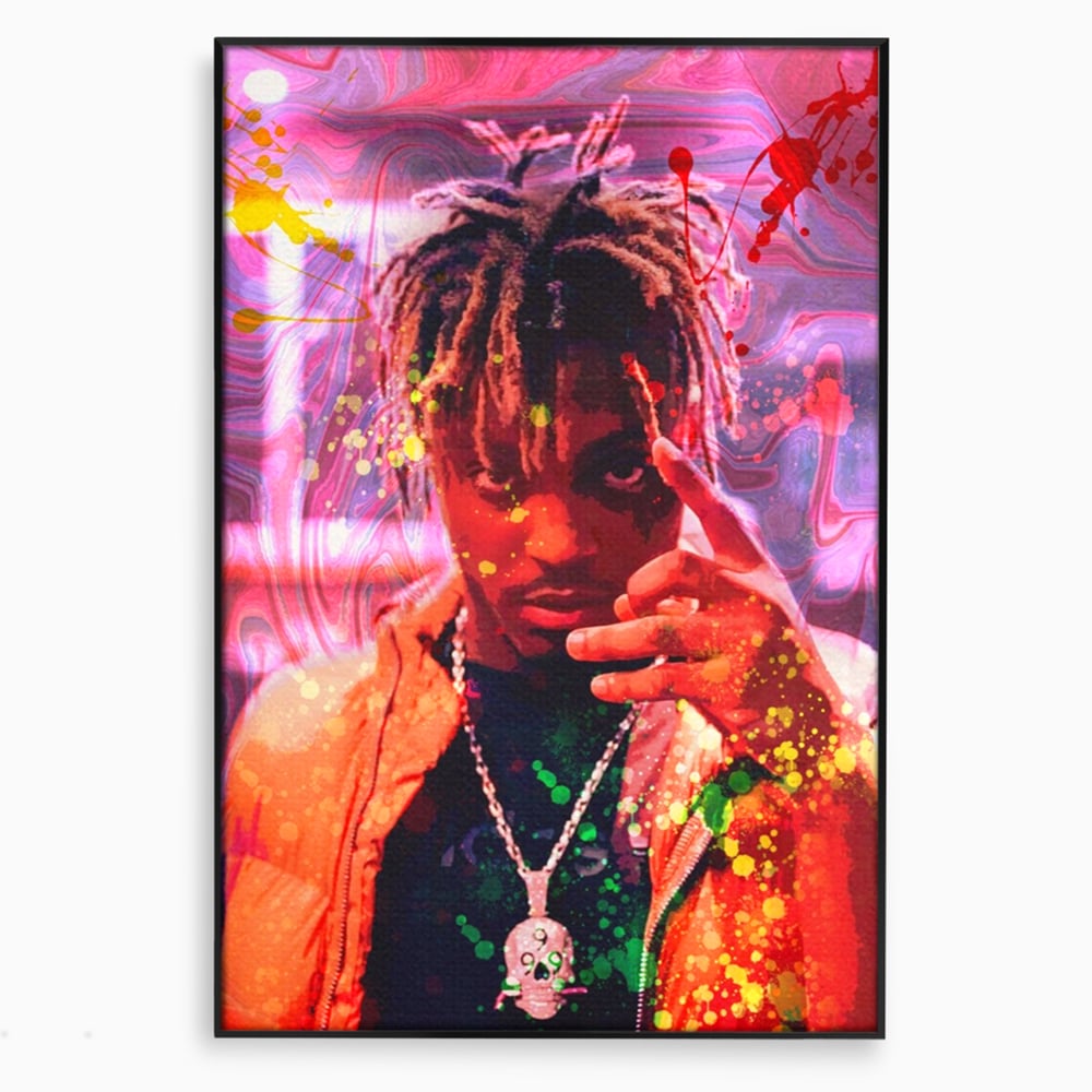 Tablou canvas cu tablou portret juice wrld, in rama de aluminiu negru