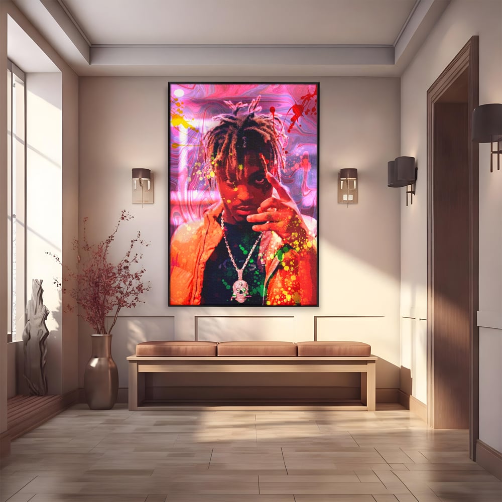 Tablou canvas cu tablou portret juice wrld, in rama de aluminiu negru
