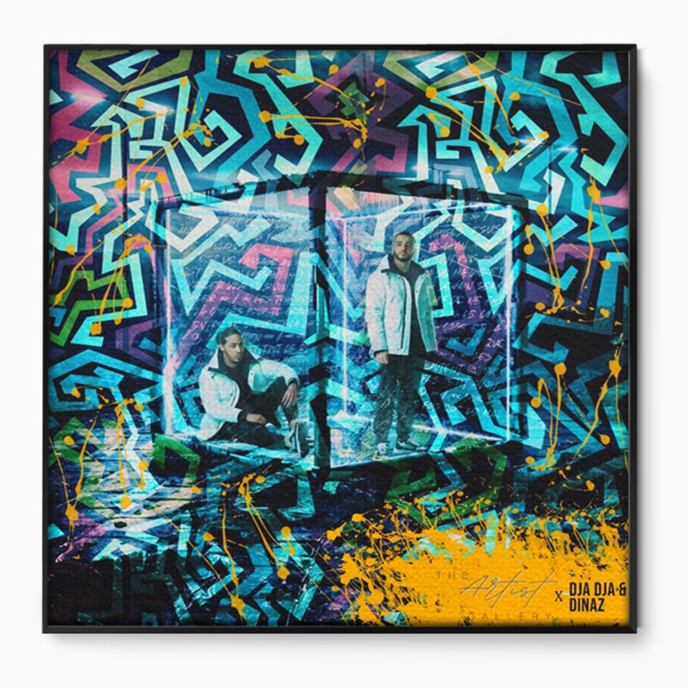 Tablou canvas cu tablou canvas cu rapperi si graffiti, in rama de aluminiu negru