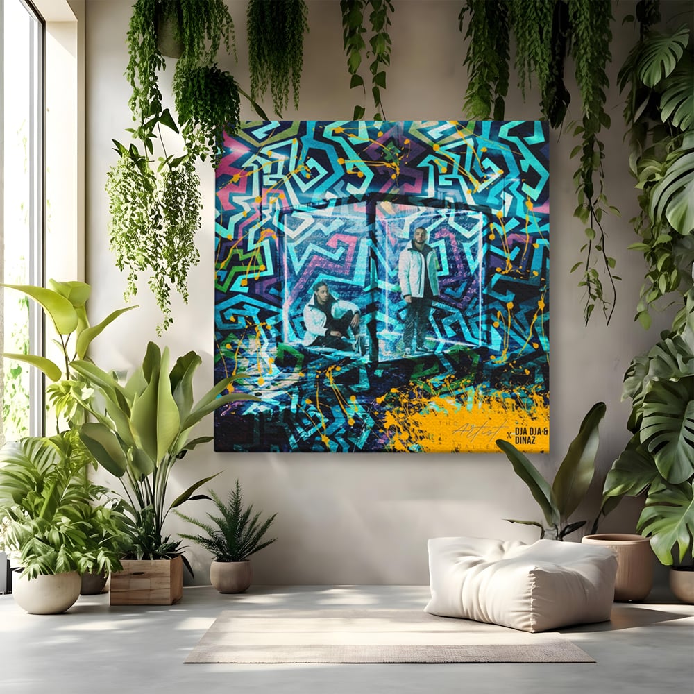 Tablou canvas cu tablou canvas cu rapperi si graffiti, fara rama, pe sasiu de lemn