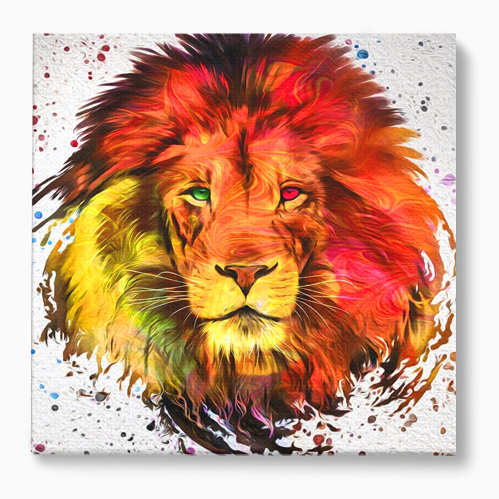 Tablou canvas cu tablou canvas cu leu colorat, fara rama, pe sasiu de lemn