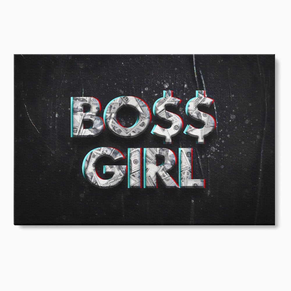Tablou canvas cu tablou canvas motivant boss girl, fara rama, pe sasiu de lemn