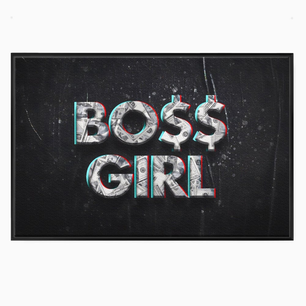 Tablou canvas cu tablou canvas motivant boss girl, in rama de aluminiu negru