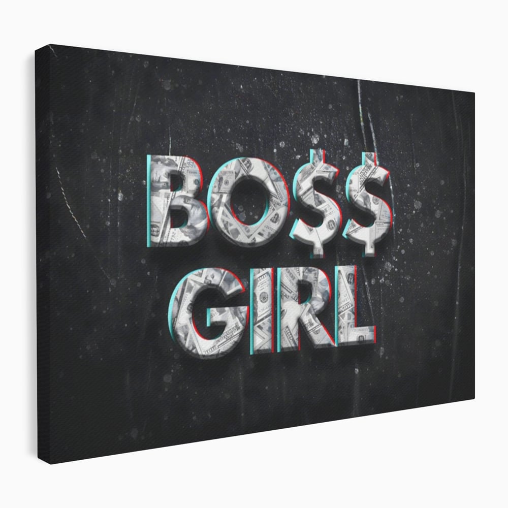 Tablou canvas cu tablou canvas motivant boss girl, fara rama, pe sasiu de lemn