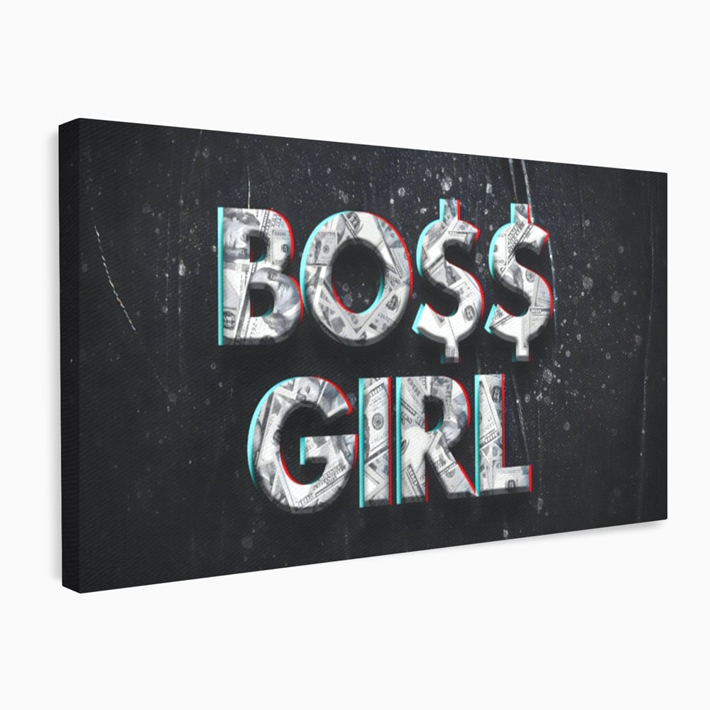 Tablou canvas cu tablou canvas motivant boss girl, fara rama, pe sasiu de lemn