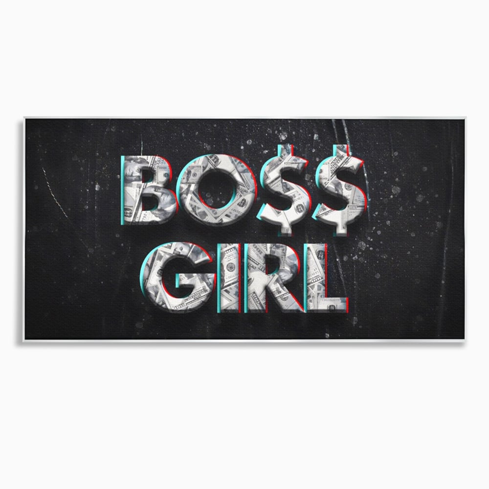 Tablou canvas cu tablou canvas motivant boss girl, in rama de aluminiu argintiu