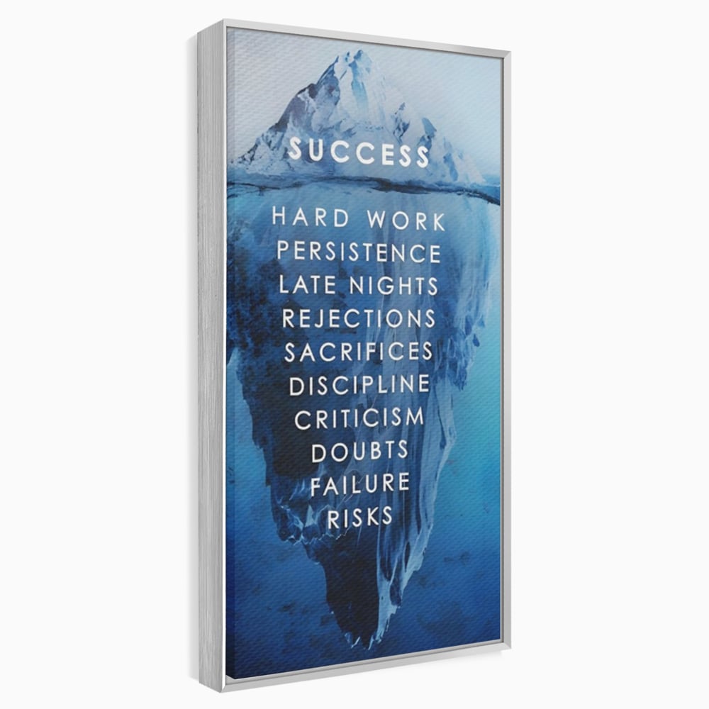 Tablou canvas cu tablou canvas motivational iceberg, in rama de aluminiu argintiu