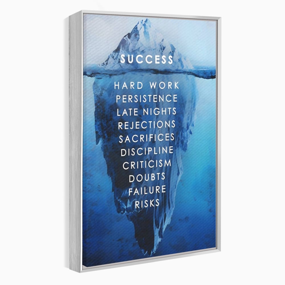 Tablou canvas cu tablou canvas motivational iceberg, in rama de aluminiu argintiu