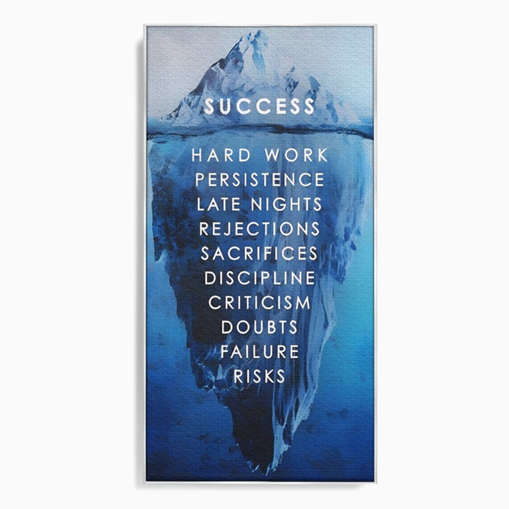 Tablou canvas cu tablou canvas motivational iceberg, in rama de aluminiu argintiu
