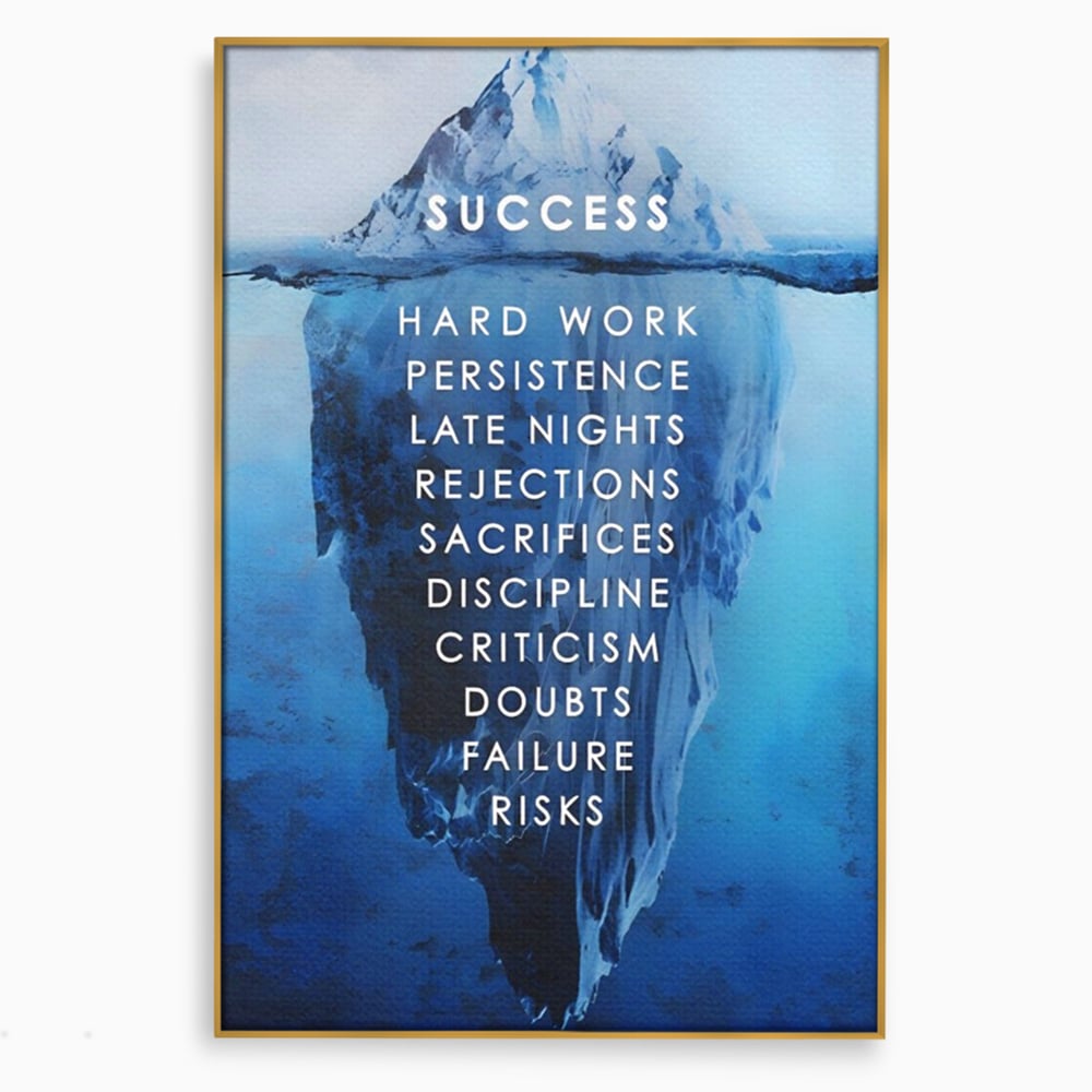 Tablou canvas cu tablou canvas motivational iceberg, in rama de aluminiu auriu