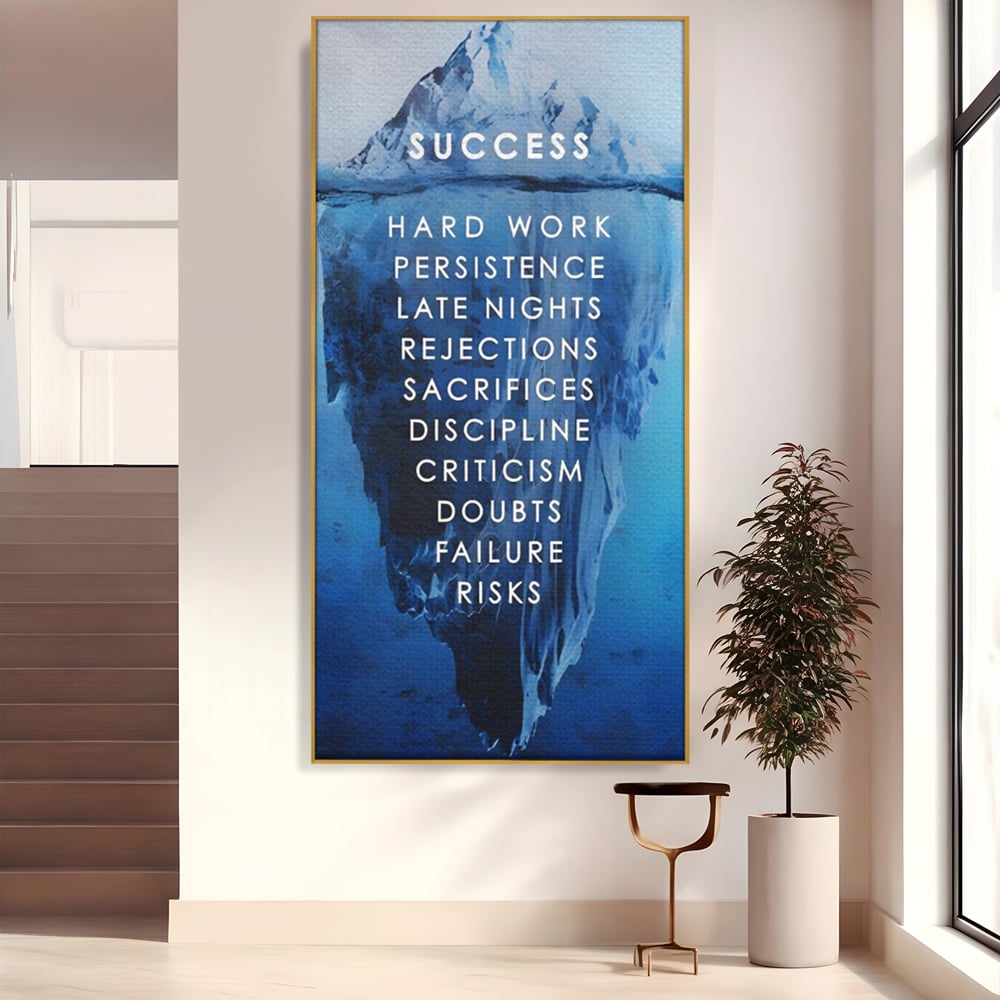 Tablou canvas cu tablou canvas motivational iceberg, in rama de aluminiu auriu