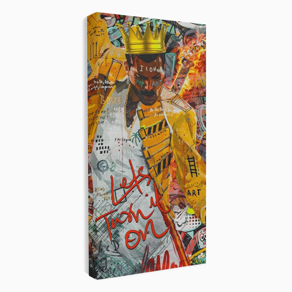 Tablou canvas cu tablou canvas cu freddie mercury stil grafitti, fara rama, pe sasiu de lemn