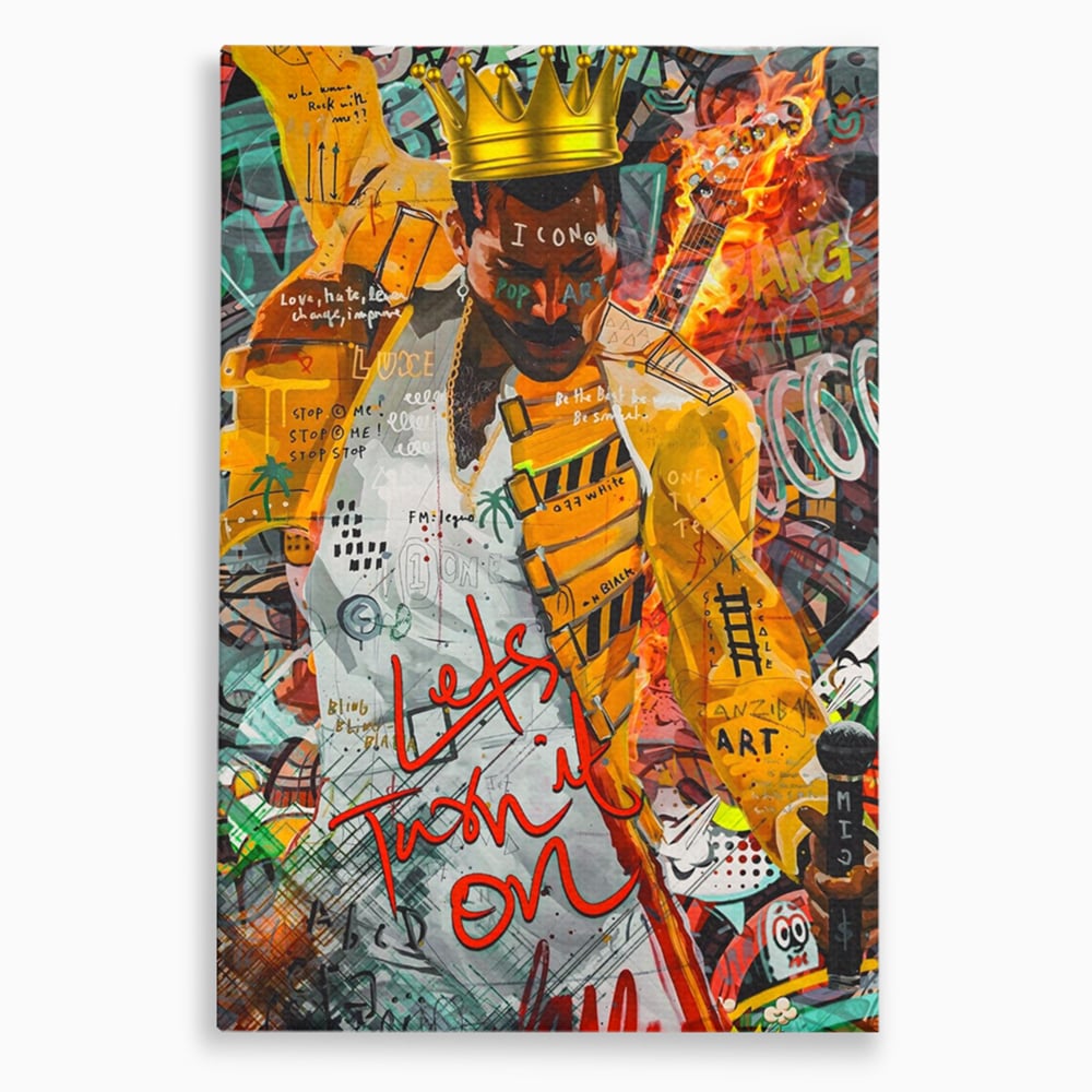 Tablou canvas cu tablou canvas cu freddie mercury stil grafitti, fara rama, pe sasiu de lemn